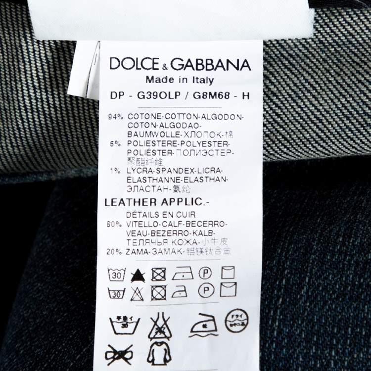 مملوكة مسبقًا Dolce & Gabbana 14 Blue Faded Effect Denim Distressed Jeans XL
