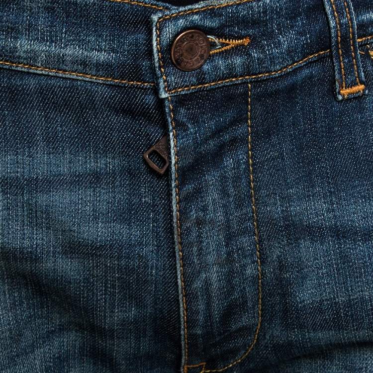 مملوكة مسبقًا Dolce & Gabbana 14 Blue Faded Effect Denim Distressed Jeans XL
