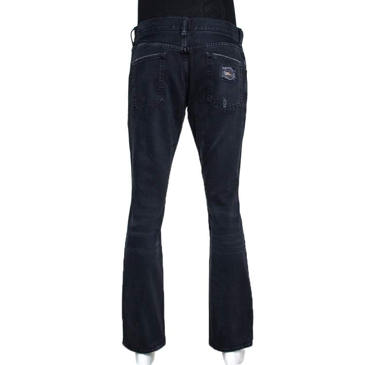 Pre Owned Dolce & Gabbana 14 Black Faded Effect Denim Fitted Jeans L