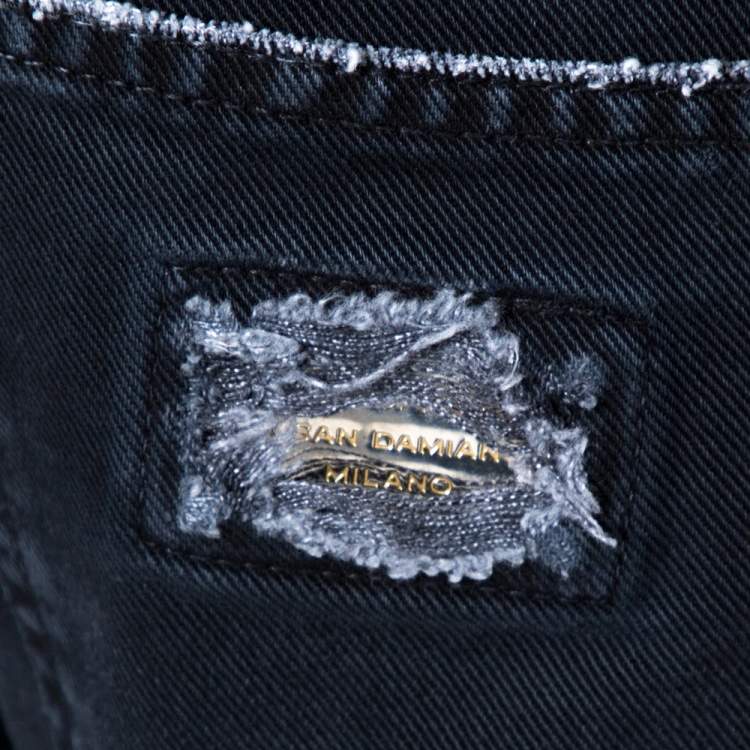 Pre Owned Dolce & Gabbana 14 Black Faded Effect Denim Fitted Jeans L