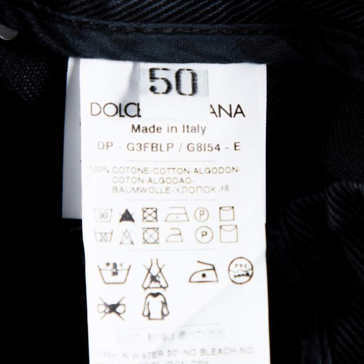Pre Owned Dolce & Gabbana 14 Black Faded Effect Denim Fitted Jeans L