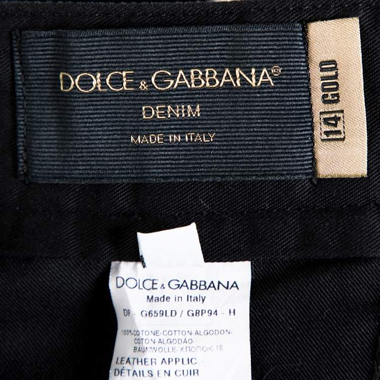 Pre Owned Dolce & Gabbana 14 Gold Dark Blue Denim Straight Leg Jeans L