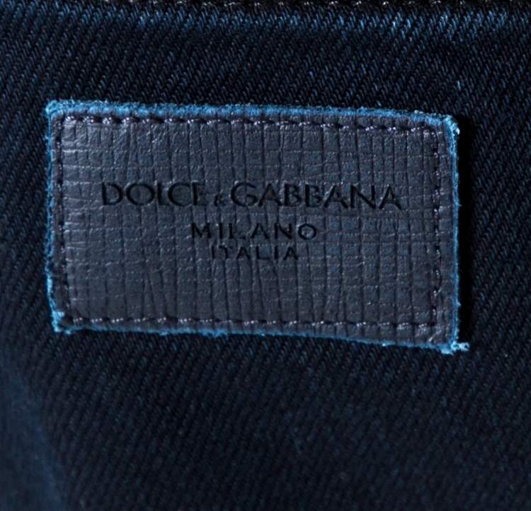 Pre Owned Dolce & Gabbana 14 Gold Dark Blue Denim Straight Leg Jeans L