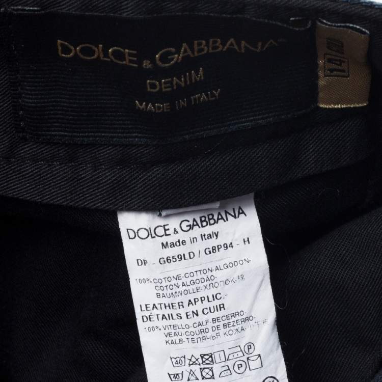 Pre Owned Dolce & Gabbana 14 Gold Dark Blue Denim Straight Leg Jeans L