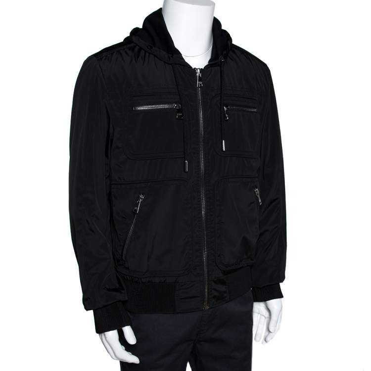 GG fabric zip jacket in dark brown