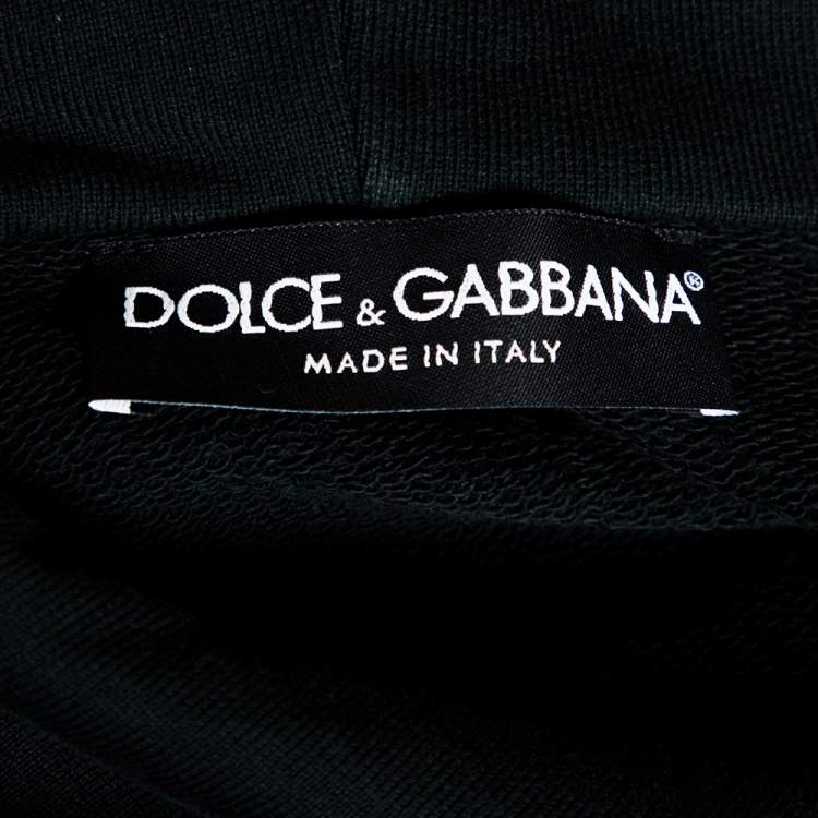 Pre Owned Dolce & Gabbana Green Crown Embroidered Cotton Hoodie L