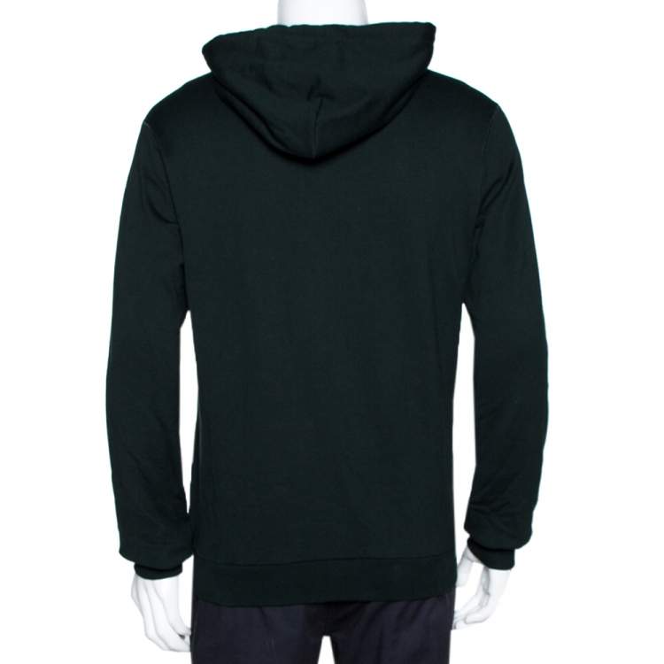 Pre Owned Dolce & Gabbana Green Crown Embroidered Cotton Hoodie L