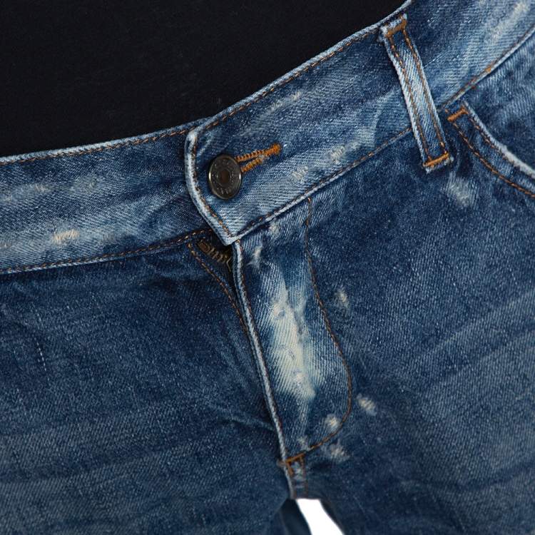 Pre Owned Dolce & Gabbana Blue Light Wash 12 Gold Fit Denim Jeans L