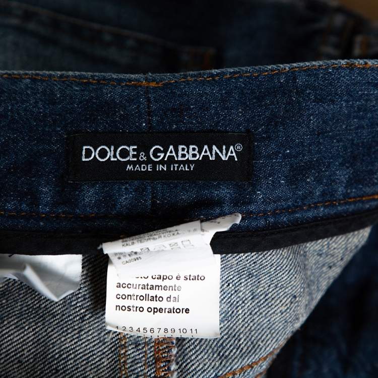 Pre Owned Dolce & Gabbana Blue Light Wash 12 Gold Fit Denim Jeans L