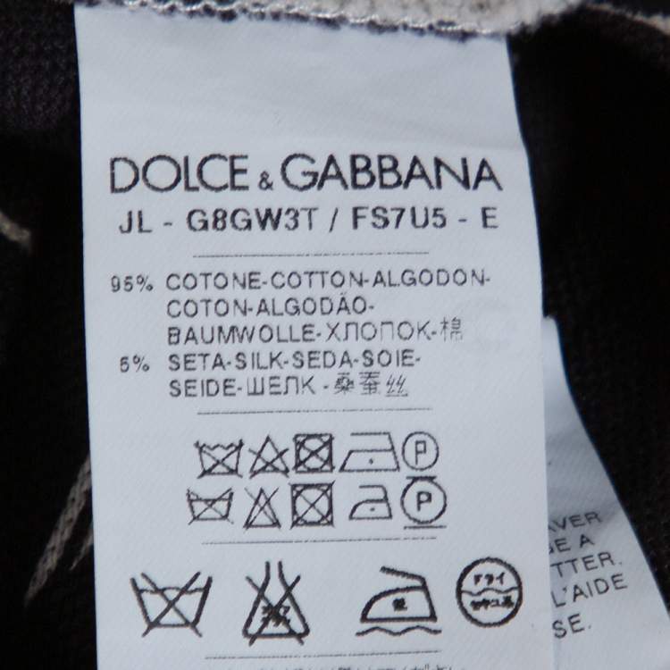 Pre Owned Dolce & Gabbana Monochrome Cotton Pique Musical Print Polo T-Shirt S