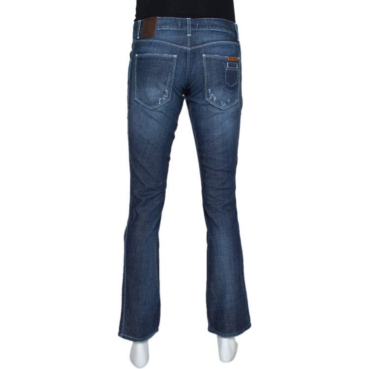 Pre Owned Dolce & Gabbana Blue Medium Wash Denim 14 Gold Fit Jeans S