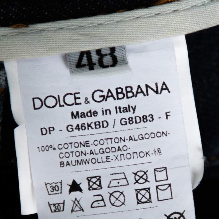 Pre Owned Dolce & Gabbana Blue Distressed Denim 12 Gold Fit Jeans M