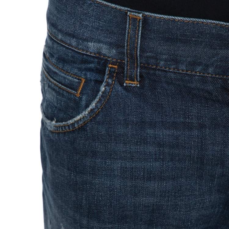 Pre Owned Dolce & Gabbana Blue Distressed Denim 12 Gold Fit Jeans M
