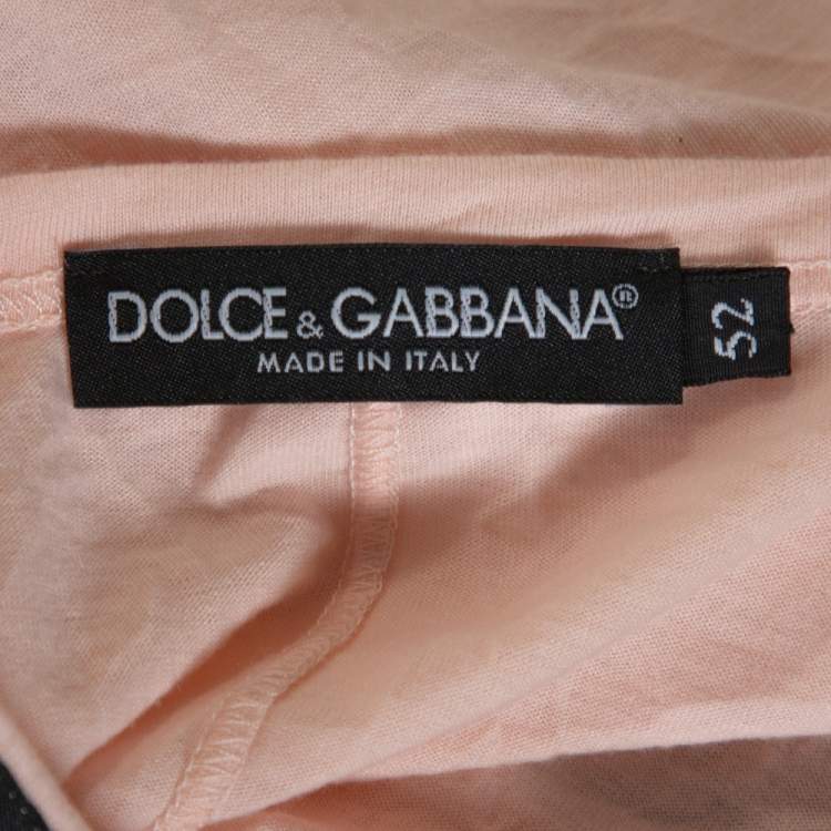 Pre Owned Dolce & Gabbana Peach Jersey Raglan Sleeve V-Neck T-Shirt XL