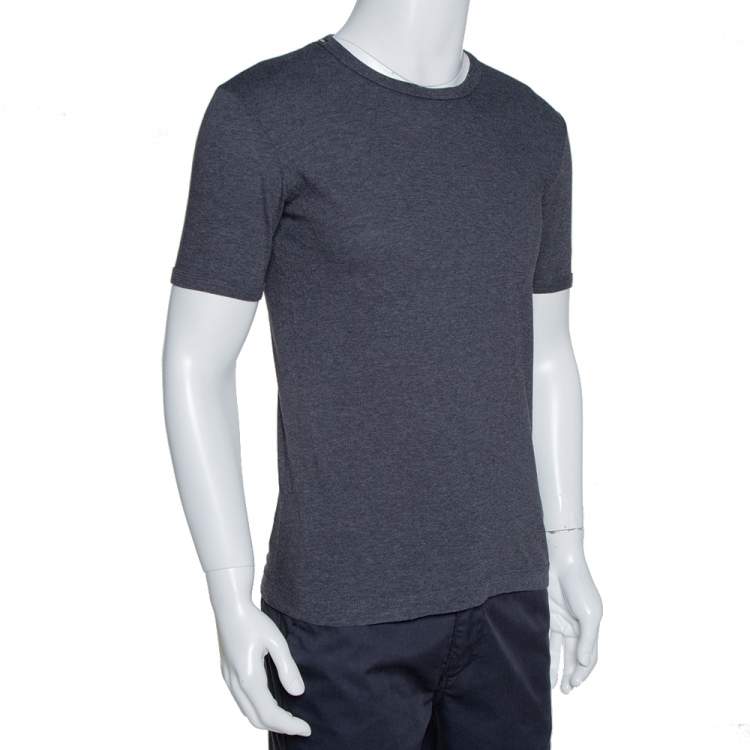 Pre Owned Dolce & Gabbana Grey Cotton Round Neck T-Shirt S