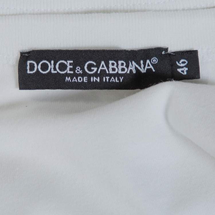 مملوكة مسبقًا Dolce & Gabbana White Cotton Round Neck T-Shirt S