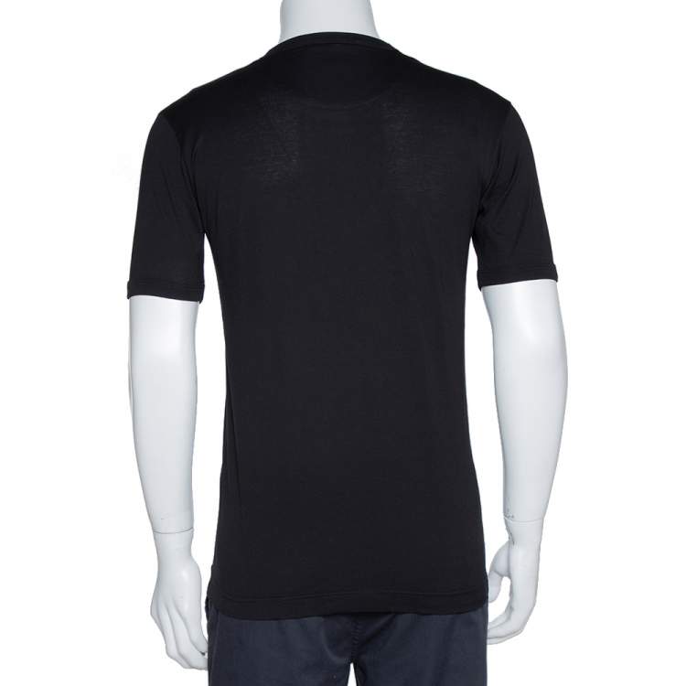مملوكة مسبقًا Dolce & Gabbana Black Cotton Round Neck T-Shirt M