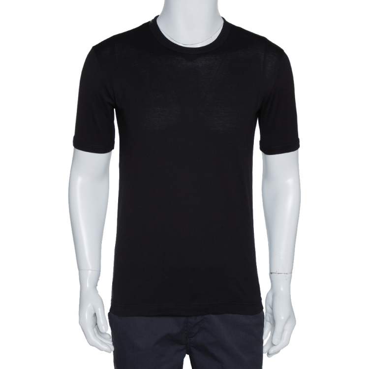 مملوكة مسبقًا Dolce & Gabbana Black Cotton Round Neck T-Shirt M