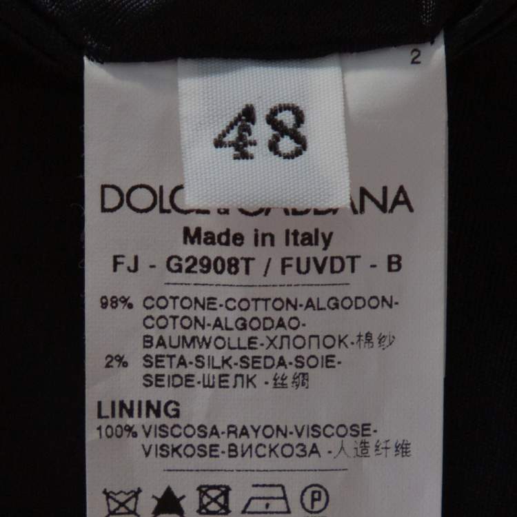 Pre Owned Dolce & Gabbana Black Jacquard Velvet Tuxedo Jacket M