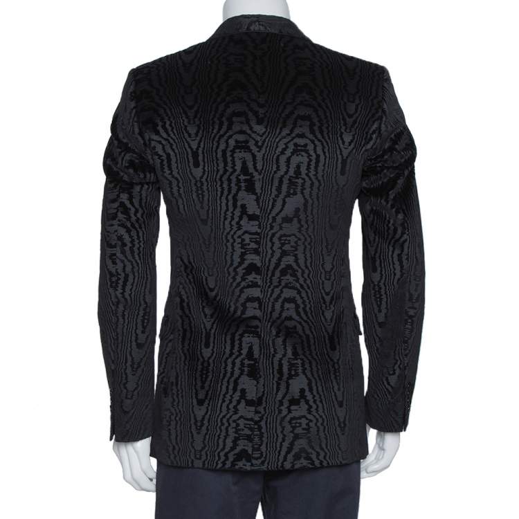 Pre Owned Dolce & Gabbana Black Jacquard Velvet Tuxedo Jacket M