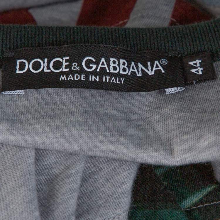 Pre Owned Dolce & Gabbana Dark Green & Grey Cotton Kong Print T Shirt XS 