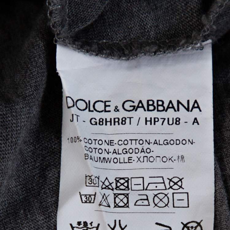 Pre Owned Dolce & Gabbana Grey Cotton King & Queen Print T Shirt L 