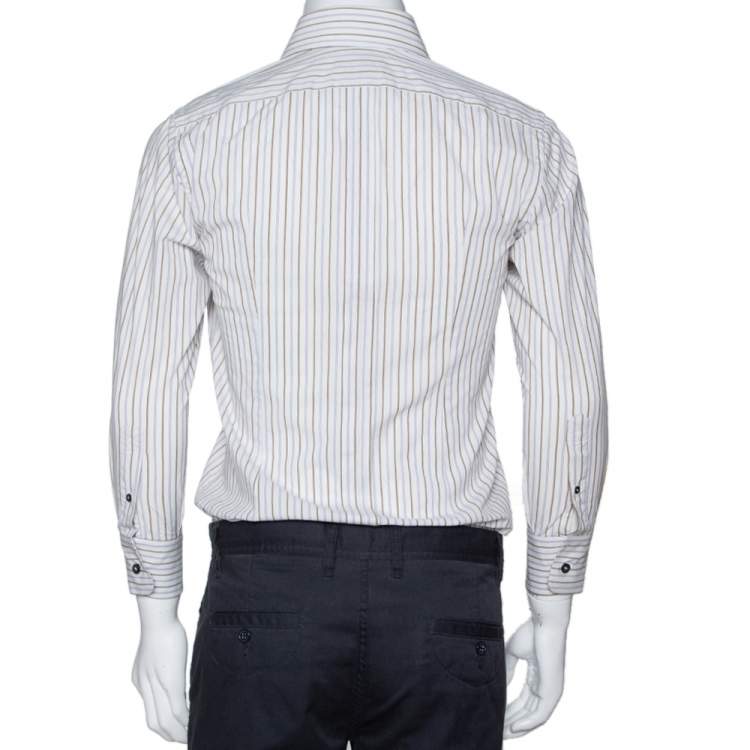 Pre Owned Dolce & Gabbana Multicolor Striped Cotton Slim Fit Button Front Shirt S