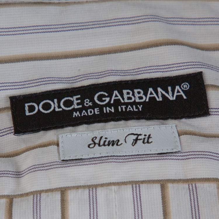 Pre Owned Dolce & Gabbana Multicolor Striped Cotton Slim Fit Button Front Shirt S