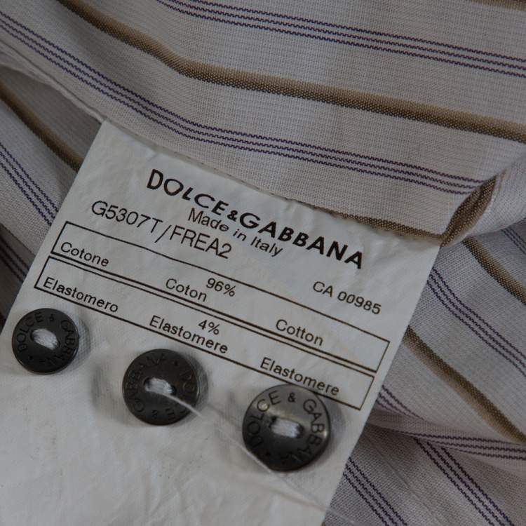 Pre Owned Dolce & Gabbana Multicolor Striped Cotton Slim Fit Button Front Shirt S