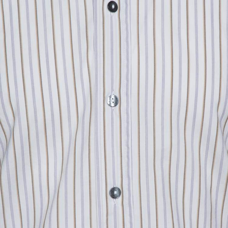 Pre Owned Dolce & Gabbana Multicolor Striped Cotton Slim Fit Button Front Shirt S