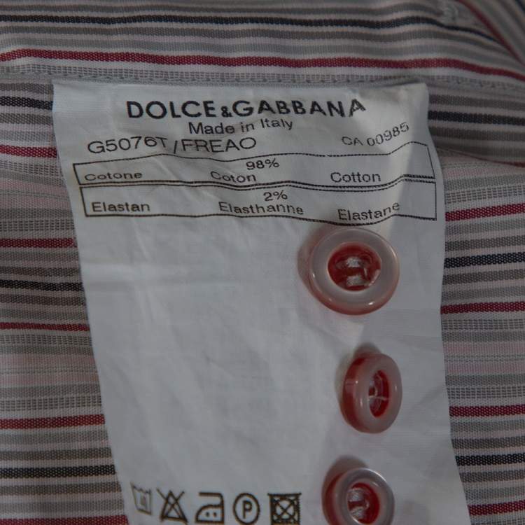 Pre Owned Dolce & Gabbana Dusty Pink Striped Cotton Button Front Shirt L 