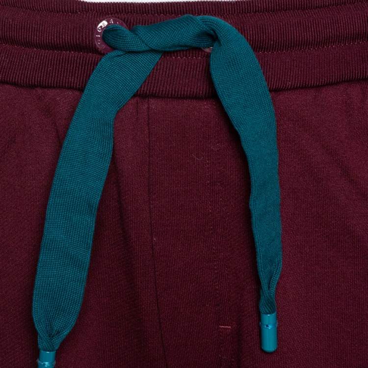 Pre Owned Dolce & Gabbana Burgundy Cotton Colorblock Drawstring Waist Shorts M