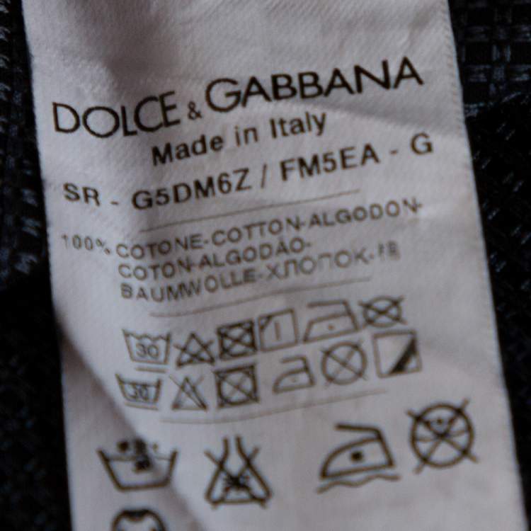 Pre Owned Dolce & Gabbana Grey Diamond Patterned Cotton Gold Fit Slim Shirt M