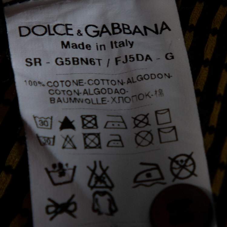 Pre Owned Dolce & Gabbana Black & Yellow Dotted Cotton Gold Fit Shirt XS