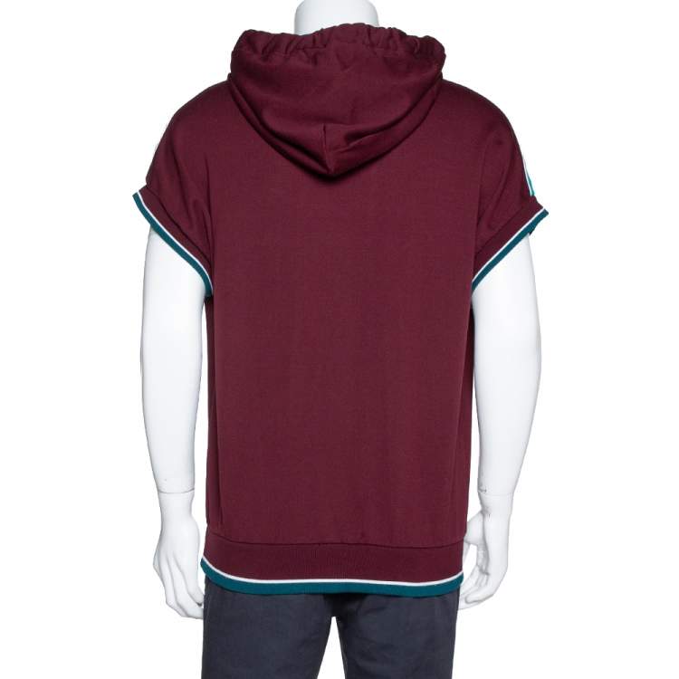 Pre Owned Dolce & Gabbana Burgundy Cotton Short Sleeve Hoodie M