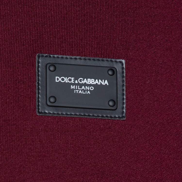 Pre Owned Dolce & Gabbana Burgundy Cotton Short Sleeve Hoodie M