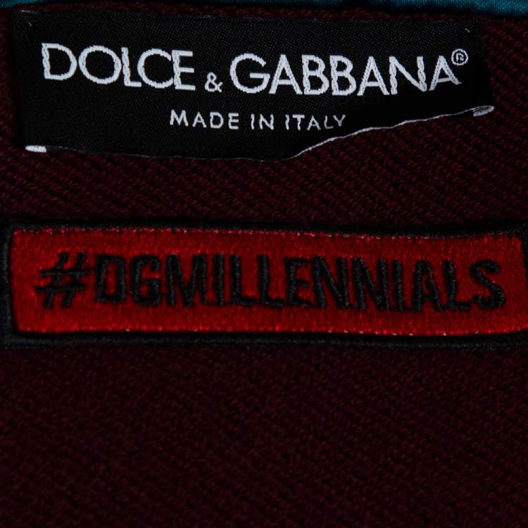 Pre Owned Dolce & Gabbana Burgundy Cotton Short Sleeve Hoodie M