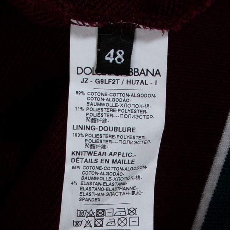 Pre Owned Dolce & Gabbana Burgundy Cotton Short Sleeve Hoodie M