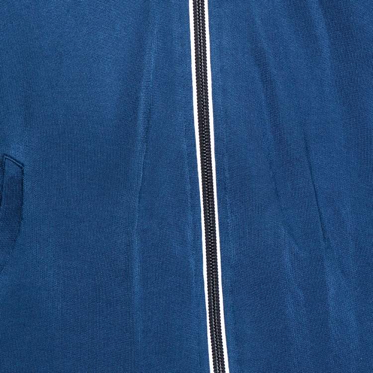 Pre Owned Dolce & Gabbana Blue Jersey Striped Logo Detail Zip Front Jacket S