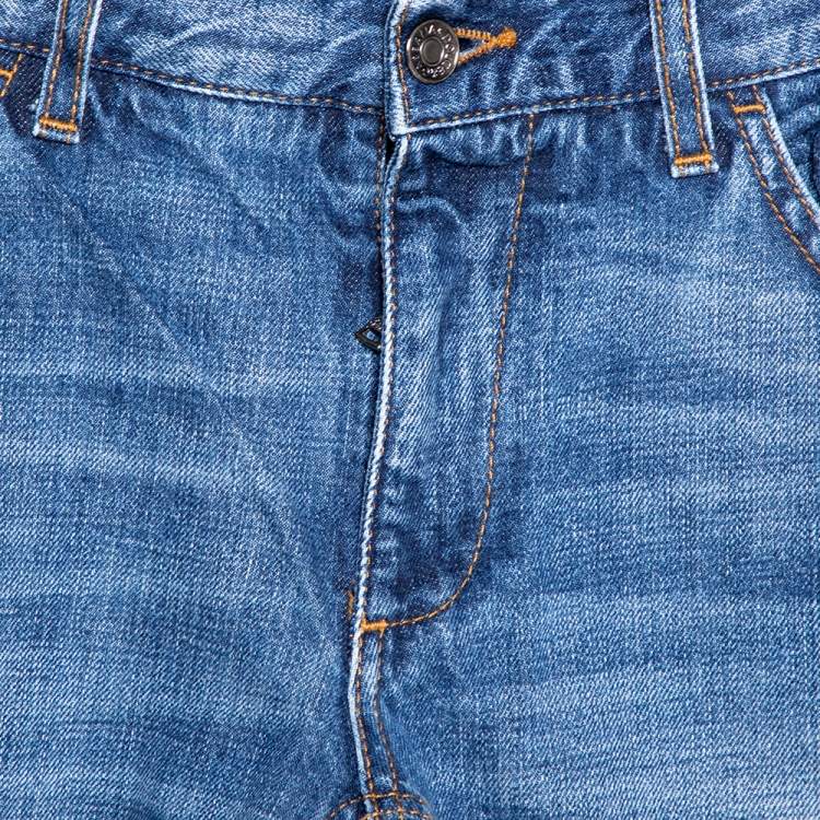 Pre Owned Dolce & Gabbana Blue Medium Wash Denim Distressed Jeans S