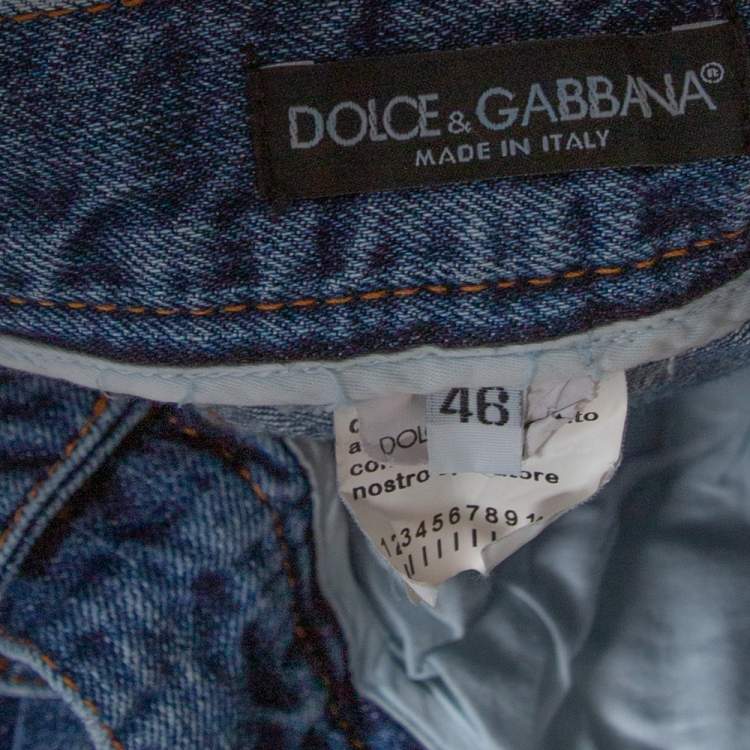 Pre Owned Dolce & Gabbana Blue Medium Wash Denim Distressed Jeans S