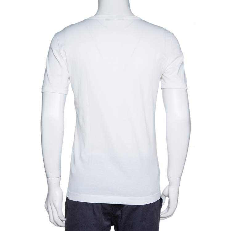 مملوكة مسبقًا Dolce & Gabbana White Cotton Crown & Bee Patch T Shirt S 