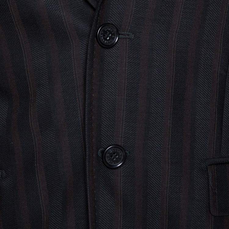 Pre Owned Dolce & Gabbana Black Stripe Patterned Wool Tailored Jacket S