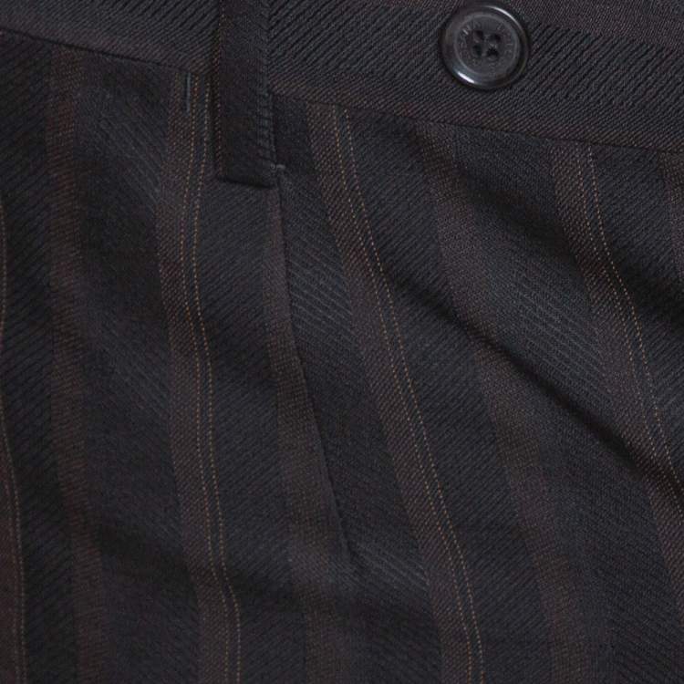 Pre Owned Dolce & Gabbana Black Stripe Patterned Wool Tailored Pants S