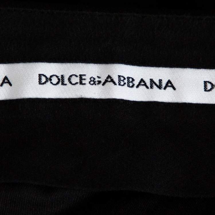 Pre Owned Dolce & Gabbana Black Stripe Patterned Wool Tailored Pants S