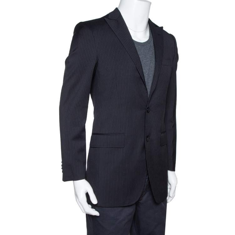 Pre Owned Dolce & Gabbana Black Pinstriped Wool Tailored Jacket XS