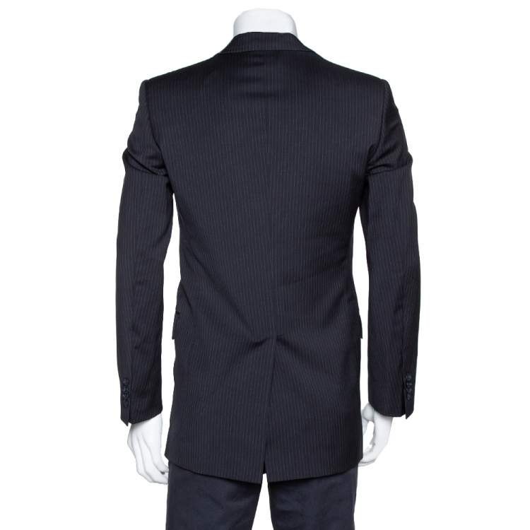 Pre Owned Dolce & Gabbana Black Pinstriped Wool Tailored Jacket XS