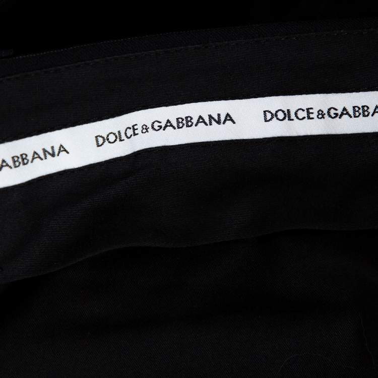 Pre Owned Dolce & Gabbana Black Pinstriped Wool Tailored Pants XS