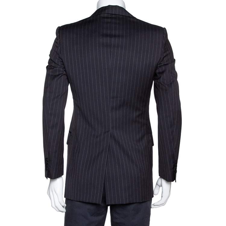 Pre Owned Dolce & Gabbana Dark Grey Striped Wool Tailored Jacket XS