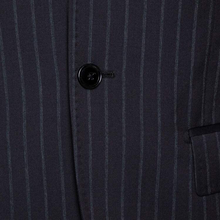 Pre Owned Dolce & Gabbana Dark Grey Striped Wool Tailored Jacket XS